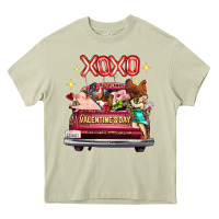 Mossy Valentine's Day Truck Farm Animals Cupid XOXO Heavy Core Tee - FaDigitalArtStudio