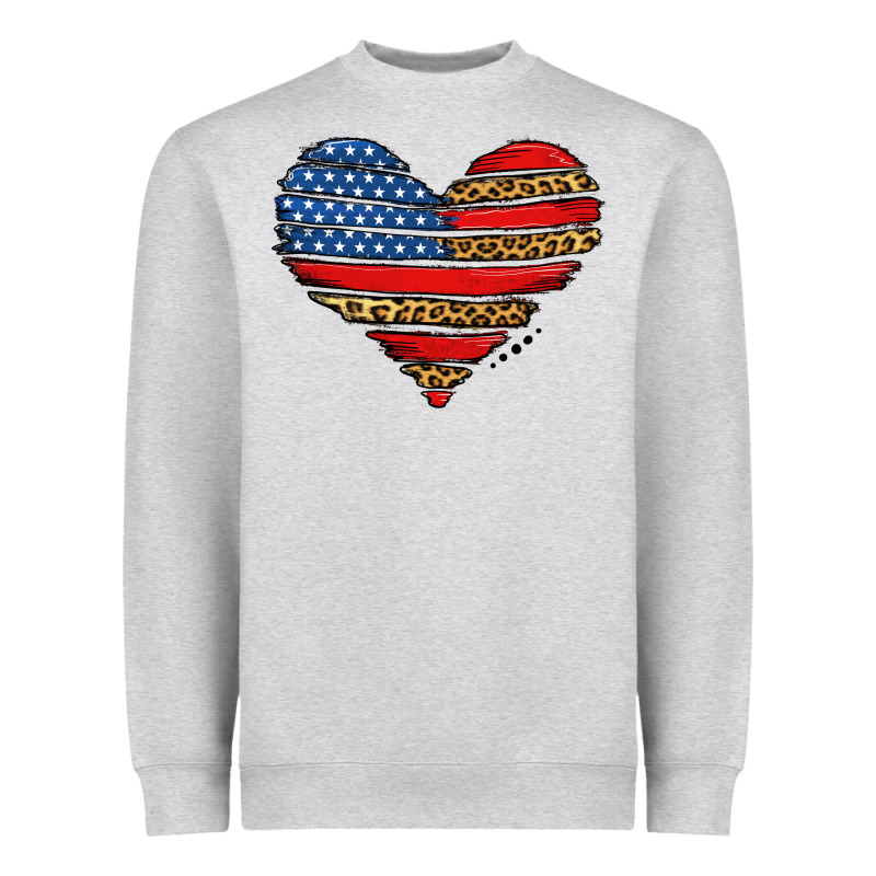 American Leopard Brushstroke Heart Heavyweight Sweatshirt by Jasminsmagicworld | Teevron