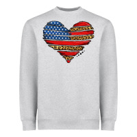 Heather Grey american leopard brushstroke heart Heavyweight Sweatshirt - Jasminsmagicworld