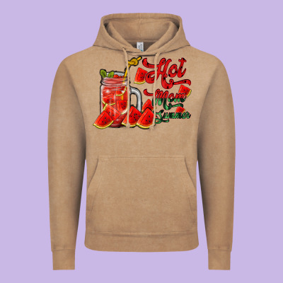 Hot Mom Summer Watermelon Vintage Hoodie Designed By Racoondesign