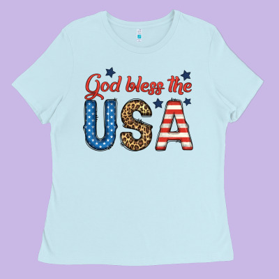 God Bless The Usa Ladies Tee Designed By Bundleandbundleshop