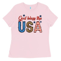 Bubblegum Pink god bless the usa Ladies Tee - BundleAndBundleShop