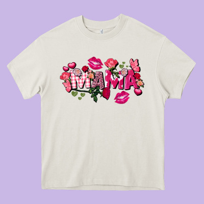 Valentine's Day Mama Heavy Core Tee Designed By Fadigitalartstudio
