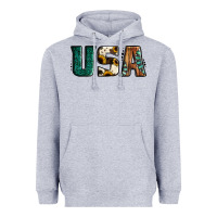 Heather Grey usa basic bold font western Heavyweight Hoodie - Jasminsmagicworld