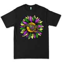 Black Mardi Gras Sunflower With Crawfish Premium Tee - BundleAndBundleShop