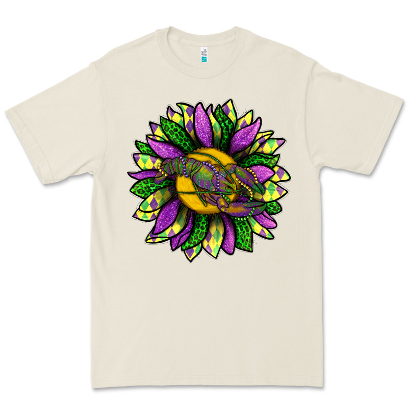 Mardi Gras Sunflower With Crawfish Premium Tee by BundleAndBundleShop | Teevron