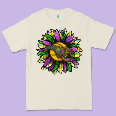 Mardi Gras Sunflower With Crawfish Premium Tee Designed By Bundleandbundleshop