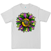 Dove Grey Mardi Gras Sunflower With Crawfish Premium Tee - BundleAndBundleShop