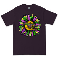 Plum Mardi Gras Sunflower With Crawfish Premium Tee - BundleAndBundleShop