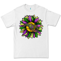 White Mardi Gras Sunflower With Crawfish Premium Tee - BundleAndBundleShop