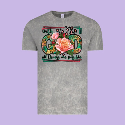 With God All Things Are Possible Leopard Frame Vintage Tee Designed By Lillyallendesigns