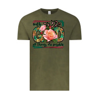 Vintage Olive With god all things are possible leopard frame Vintage Tee - LillyAllenDesigns