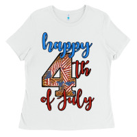 White happy 4th of july Ladies Tee - BundleAndBundleShop