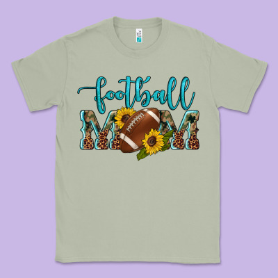 Western Leopard Camouflage Sunflowers  Glitter Mom Football Classic Tee Designed By Artiststas
