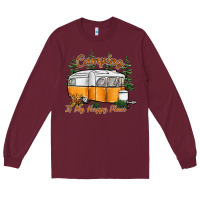 Burgundy camping is my happy place Long Sleeve Tee - SublimationCraftShop