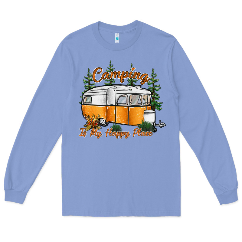 Camping Is My Happy Place Long Sleeve Tee by SublimationCraftShop | Teevron