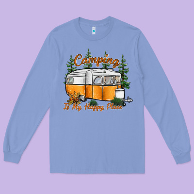 Camping Is My Happy Place Long Sleeve Tee Designed By Sublimationcraftshop