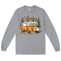 Heather Grey camping is my happy place Long Sleeve Tee - SublimationCraftShop