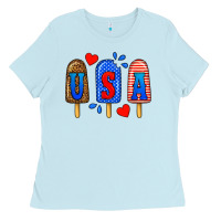 Baby Blue usa popsicles Ladies Tee - BundleAndBundleShop