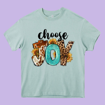 Western Choose Joy Heavy Core Tee Designed By Fadigitalartstudio