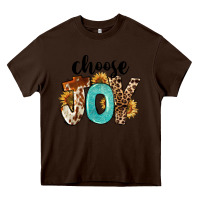 Chocolate Brown Western Choose Joy Heavy Core Tee - FaDigitalArtStudio