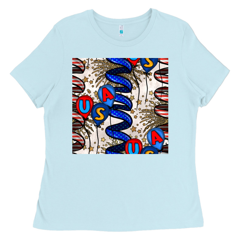 Usa Balloons Seamless Pattern Ladies Tee by BundleAndBundleShop | Teevron
