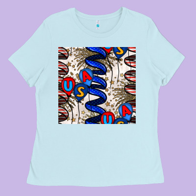 Usa Balloons Seamless Pattern Ladies Tee Designed By Bundleandbundleshop