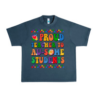 Midnight Navy Proud Teacher to au-some student Urban Heavy Tee - CowhideDigitalArt