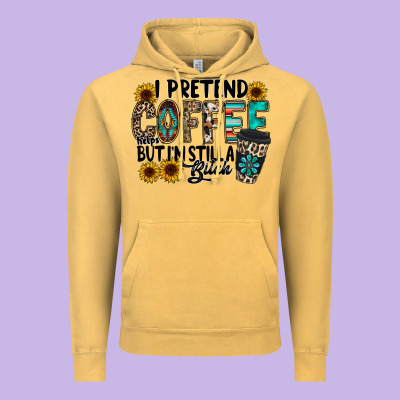 I Pretend Coffee Vintage Hoodie Designed By Racoondesign