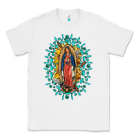 White Our Lady Of Guadalupe Gemstone Sunflowers Classic Tee - FaDigitalArtStudio