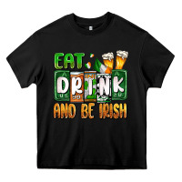 Black St. Patrick's Eat drink and be Irish Heavy Core Tee - OliviaCreatesArt