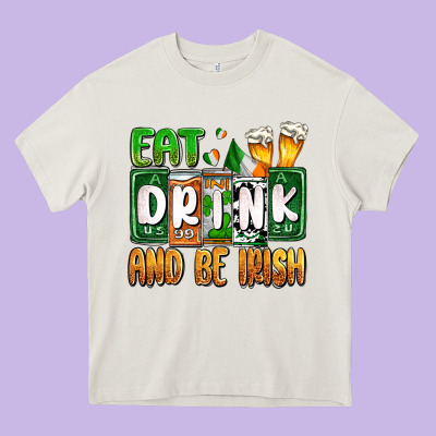 St. Patrick's Eat Drink And Be Irish Heavy Core Tee Designed By Oliviacreatesart