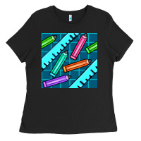 Black school pencil seamless pattern Ladies Tee - BundleAndBundleShop