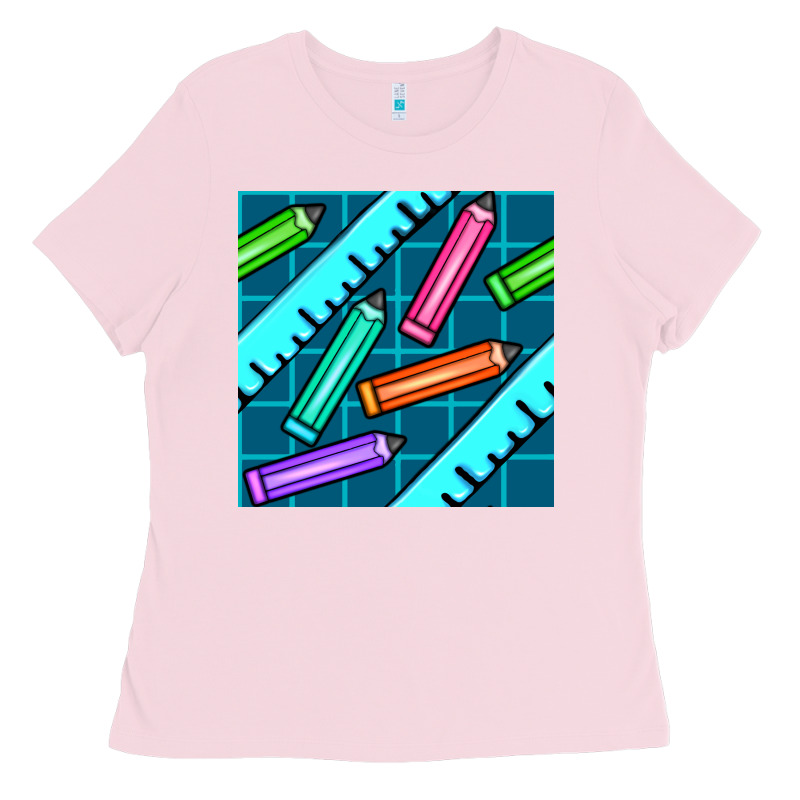 School Pencil Seamless Pattern Ladies Tee by BundleAndBundleShop | Teevron