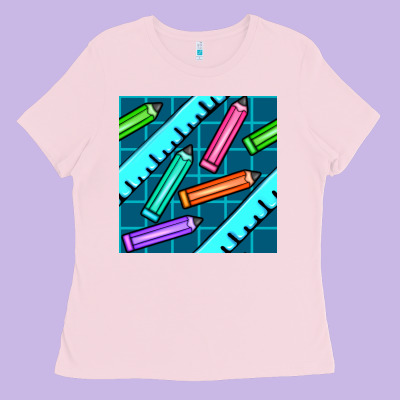 School Pencil Seamless Pattern Ladies Tee Designed By Bundleandbundleshop