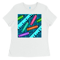 White school pencil seamless pattern Ladies Tee - BundleAndBundleShop