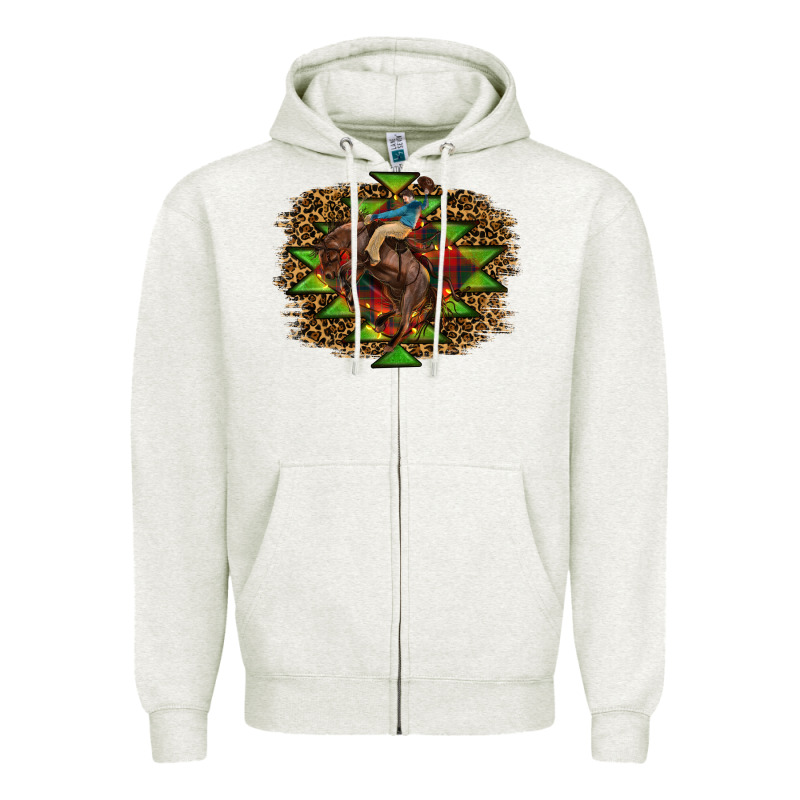 Western Christmas Rodeo Distressed Zipper Hoodie by RanaPortraitStore | Teevron
