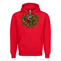 Red Western Christmas Rodeo Distressed Zipper Hoodie - RanaPortraitStore