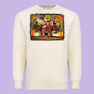 Fall Cow Premium Sweatshirt Designed By Jasminsmagicworld