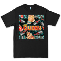 Black nail queen hand and polish with lights and leopard seamless pattern bb Premium Tee - BundleAndBundleShop