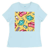 Baby Blue nurse medicine seamless pattern Ladies Tee - BundleAndBundleShop