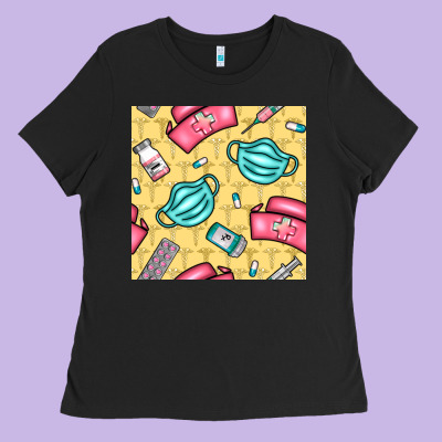 Nurse Medicine Seamless Pattern Ladies Tee Designed By Bundleandbundleshop