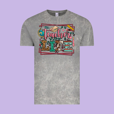 Teacher Life Leopard Frame Vintage Tee Designed By Lillyallendesigns