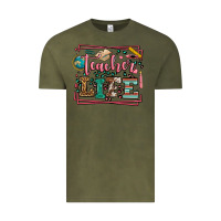 Vintage Olive Teacher life leopard frame Vintage Tee - LillyAllenDesigns
