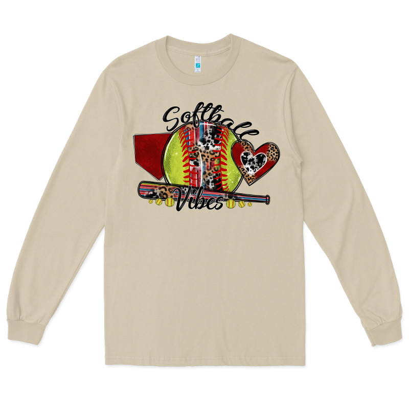Softball Vibes Long Sleeve Tee by SublimationCraftShop | Teevron