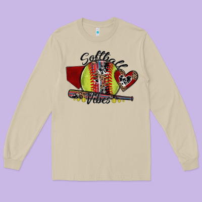Softball Vibes Long Sleeve Tee Designed By Sublimationcraftshop