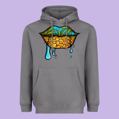 Summer Vibes Pineapple Lips Heavyweight Hoodie Designed By Jasminsmagicworld