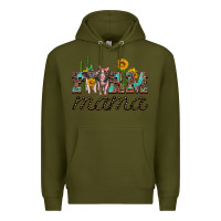 Army Green farm mama with baby pigs Premium Hoodie - Artiststas