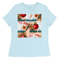 Baby Blue Best Teacher Seamless Pattern Ladies Tee - BundleAndBundleShop