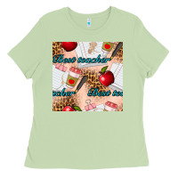 Matcha Best Teacher Seamless Pattern Ladies Tee - BundleAndBundleShop